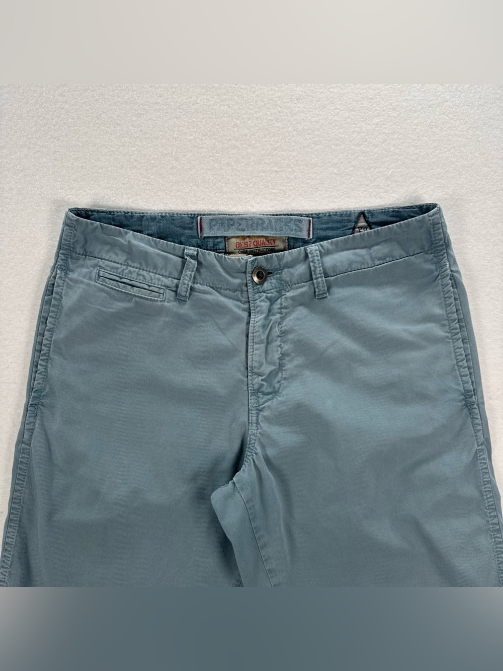 Paperbacks Flat Front Casual Shorts Size 29 Chino Surf Cali Long Raw Hem Bermuda - Picture 9 of 12